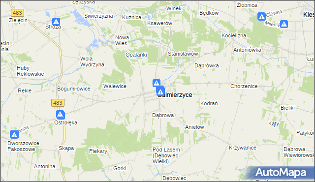 mapa Sulmierzyce powiat pajęczański, Sulmierzyce powiat pajęczański na mapie Targeo