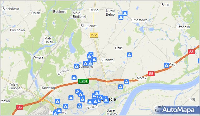 mapa Sulnowo, Sulnowo na mapie Targeo