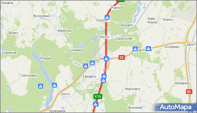 mapa Swarożyn, Swarożyn na mapie Targeo