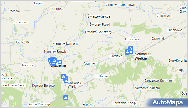 mapa Świerże-Kolonia gmina Zaręby Kościelne, Świerże-Kolonia gmina Zaręby Kościelne na mapie Targeo