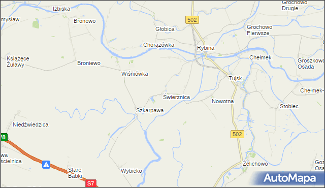 mapa Świerznica gmina Stegna, Świerznica gmina Stegna na mapie Targeo