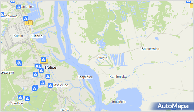 mapa Święta gmina Goleniów, Święta gmina Goleniów na mapie Targeo