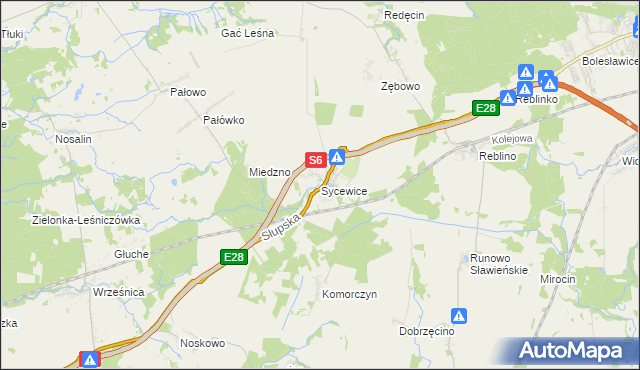 mapa Sycewice, Sycewice na mapie Targeo