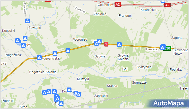 mapa Sycyna, Sycyna na mapie Targeo