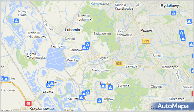 mapa Syrynia, Syrynia na mapie Targeo