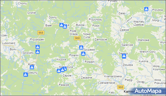 mapa Szczawa, Szczawa na mapie Targeo