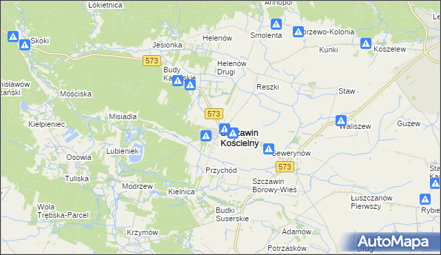 mapa Szczawin Kościelny, Szczawin Kościelny na mapie Targeo