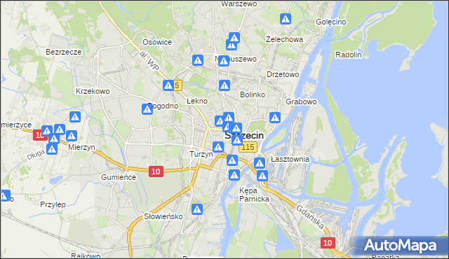 mapa Szczecina, Szczecin na mapie Targeo