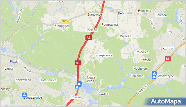 mapa Szczejkowice, Szczejkowice na mapie Targeo