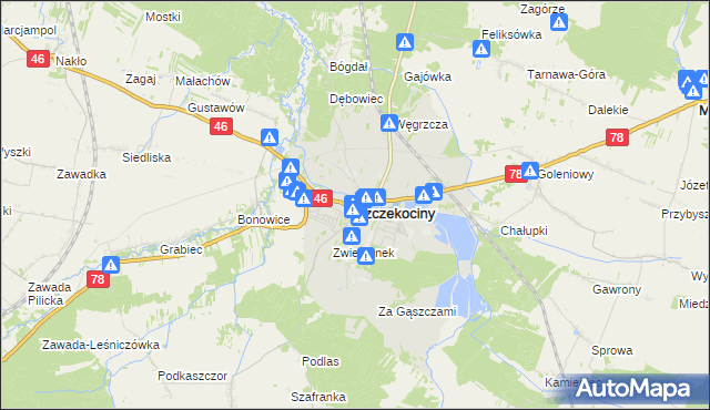 mapa Szczekociny, Szczekociny na mapie Targeo