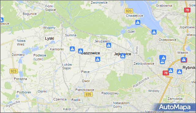 mapa Szczerbice, Szczerbice na mapie Targeo