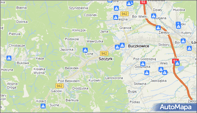 mapa Szczyrk, Szczyrk na mapie Targeo