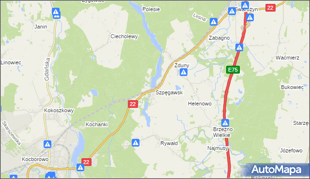 mapa Szpęgawsk, Szpęgawsk na mapie Targeo