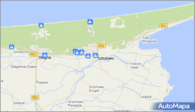 mapa Sztutowo, Sztutowo na mapie Targeo