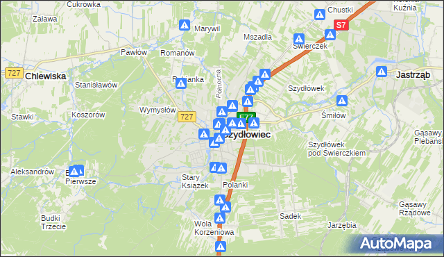 mapa Szydłowiec, Szydłowiec na mapie Targeo