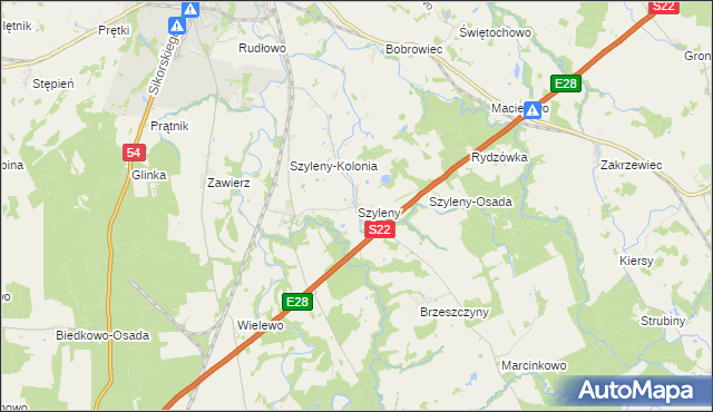 mapa Szyleny, Szyleny na mapie Targeo