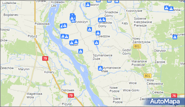 mapa Szymanowice Duże, Szymanowice Duże na mapie Targeo