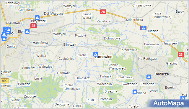 mapa Tarnowiec powiat jasielski, Tarnowiec powiat jasielski na mapie Targeo
