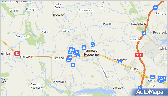 mapa Tarnowo Podgórne, Tarnowo Podgórne na mapie Targeo