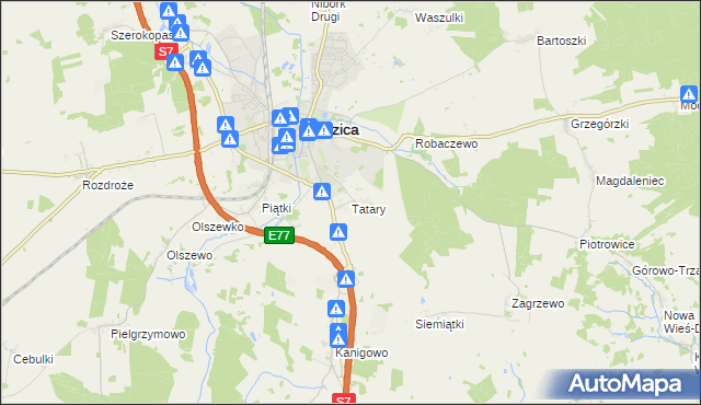 mapa Tatary gmina Nidzica, Tatary gmina Nidzica na mapie Targeo