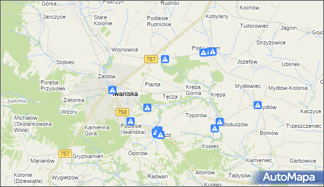 mapa Tęcza, Tęcza na mapie Targeo