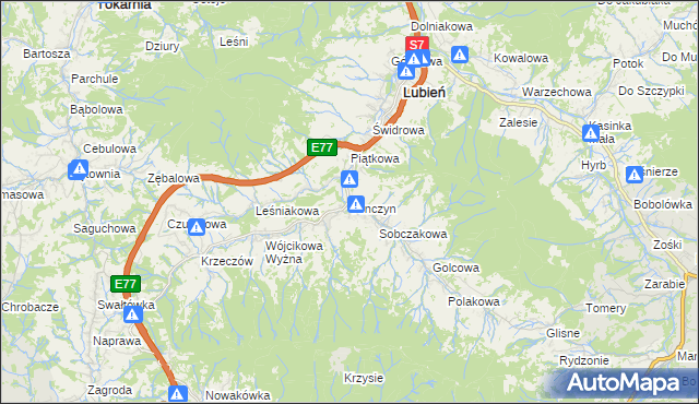 mapa Tenczyn, Tenczyn na mapie Targeo