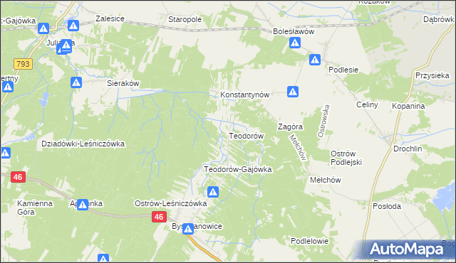 mapa Teodorów gmina Janów, Teodorów gmina Janów na mapie Targeo