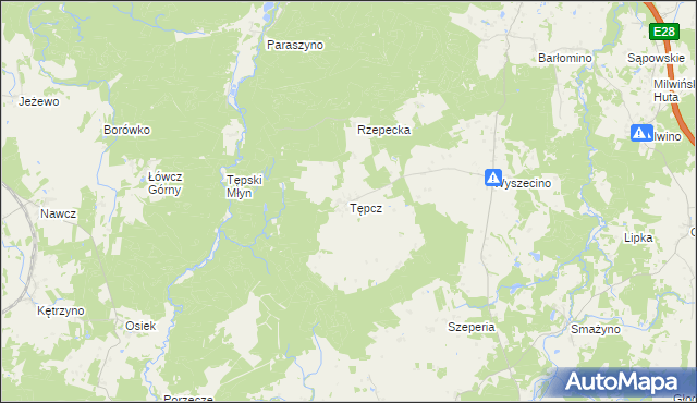 mapa Tępcz, Tępcz na mapie Targeo