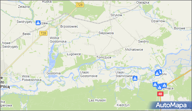 mapa Tomczyce gmina Mogielnica, Tomczyce gmina Mogielnica na mapie Targeo