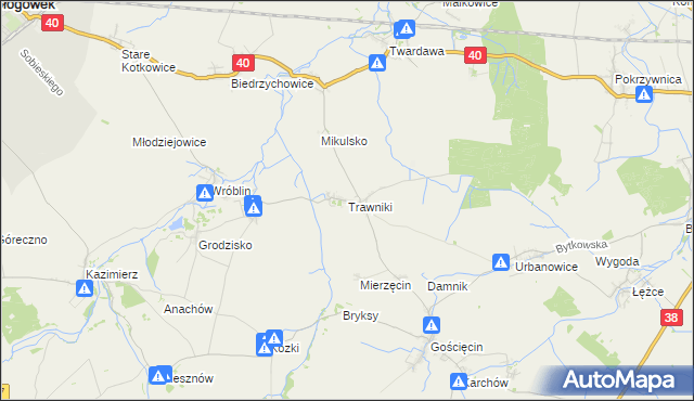 mapa Trawniki gmina Pawłowiczki, Trawniki gmina Pawłowiczki na mapie Targeo