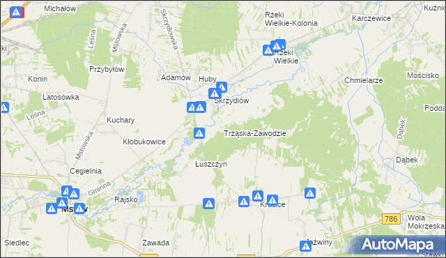 mapa Trząska-Zawodzie, Trząska-Zawodzie na mapie Targeo