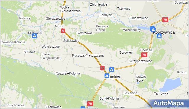 mapa Trzebiesławice, Trzebiesławice na mapie Targeo