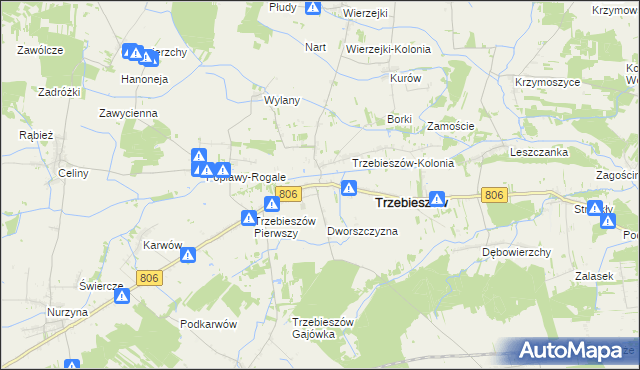 mapa Trzebieszów Drugi, Trzebieszów Drugi na mapie Targeo