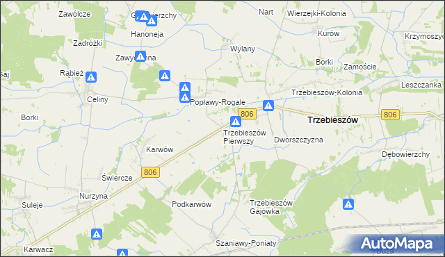 mapa Trzebieszów Pierwszy, Trzebieszów Pierwszy na mapie Targeo
