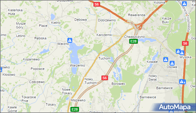 mapa Tuchom, Tuchom na mapie Targeo