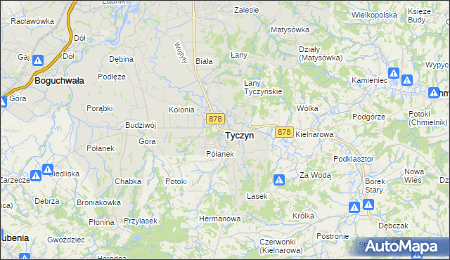 mapa Tyczyn powiat rzeszowski, Tyczyn powiat rzeszowski na mapie Targeo