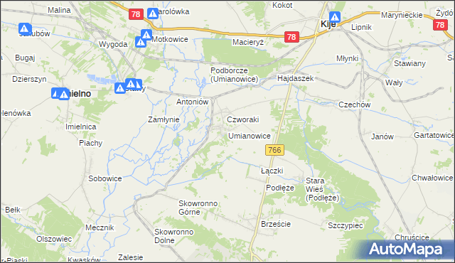 mapa Umianowice, Umianowice na mapie Targeo