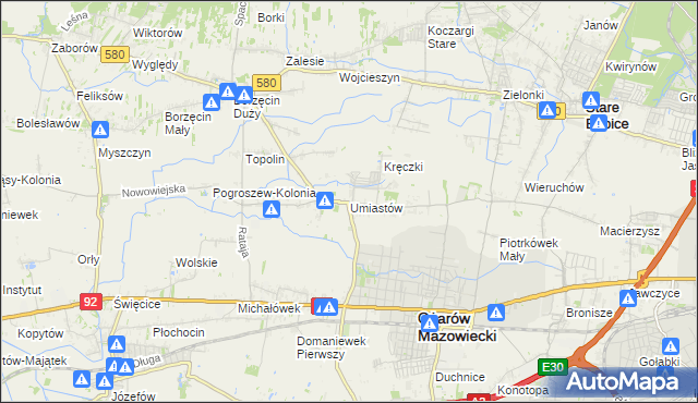 mapa Umiastów, Umiastów na mapie Targeo