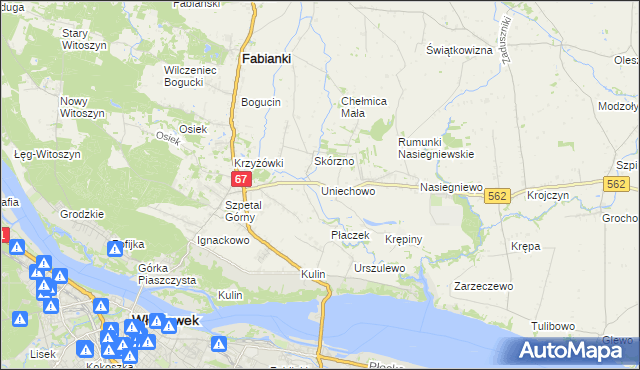 mapa Uniechowo, Uniechowo na mapie Targeo