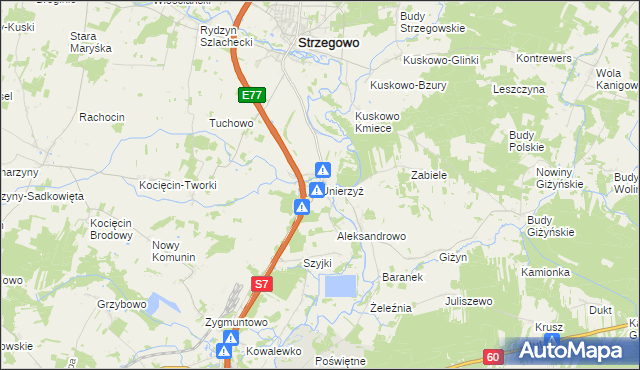 mapa Unierzyż, Unierzyż na mapie Targeo