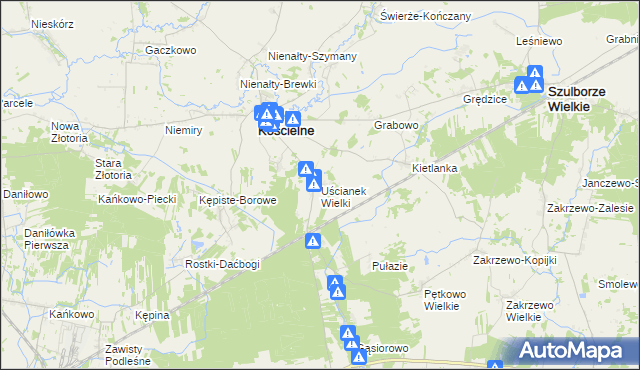 mapa Uścianek Wielki, Uścianek Wielki na mapie Targeo