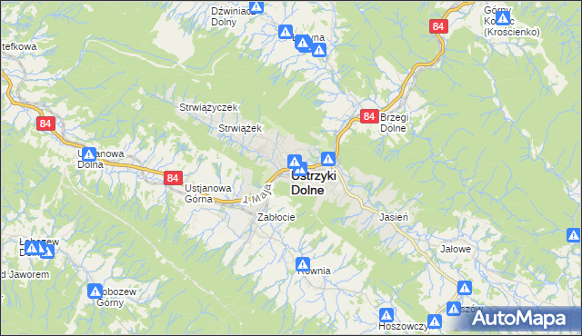 mapa Ustrzyki Dolne, Ustrzyki Dolne na mapie Targeo