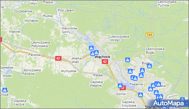 mapa Wąchock, Wąchock na mapie Targeo