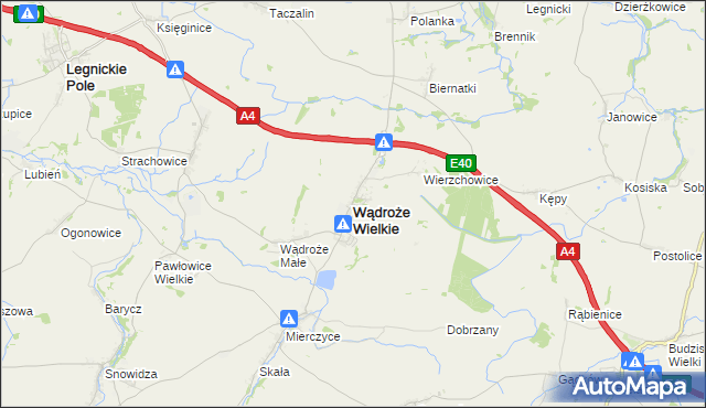 mapa Wądroże Wielkie, Wądroże Wielkie na mapie Targeo