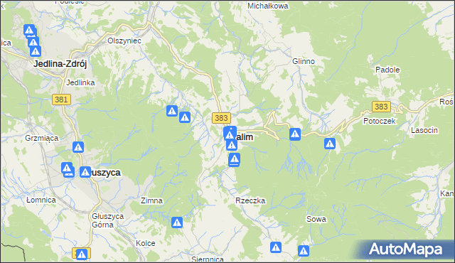 mapa Walim powiat wałbrzyski, Walim powiat wałbrzyski na mapie Targeo