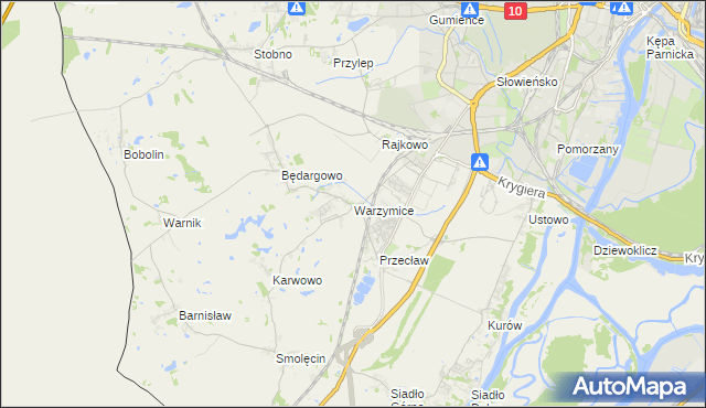 mapa Warzymice, Warzymice na mapie Targeo