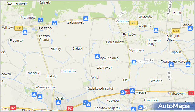 mapa Wąsy-Kolonia, Wąsy-Kolonia na mapie Targeo