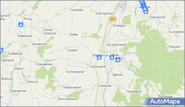 mapa Wąwolnica gmina Strzelin, Wąwolnica gmina Strzelin na mapie Targeo