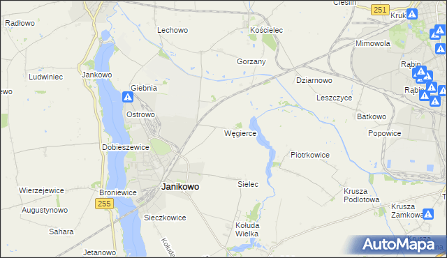 mapa Węgierce gmina Pakość, Węgierce gmina Pakość na mapie Targeo