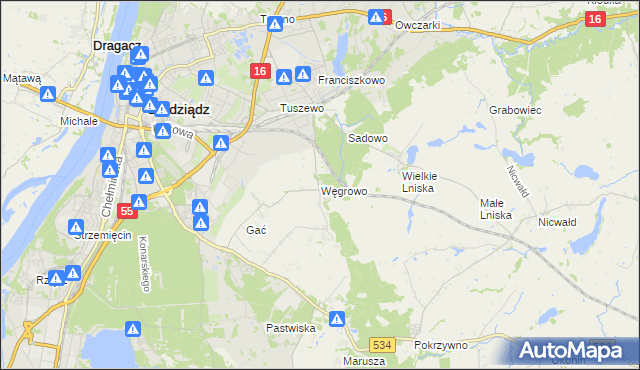 mapa Węgrowo, Węgrowo na mapie Targeo